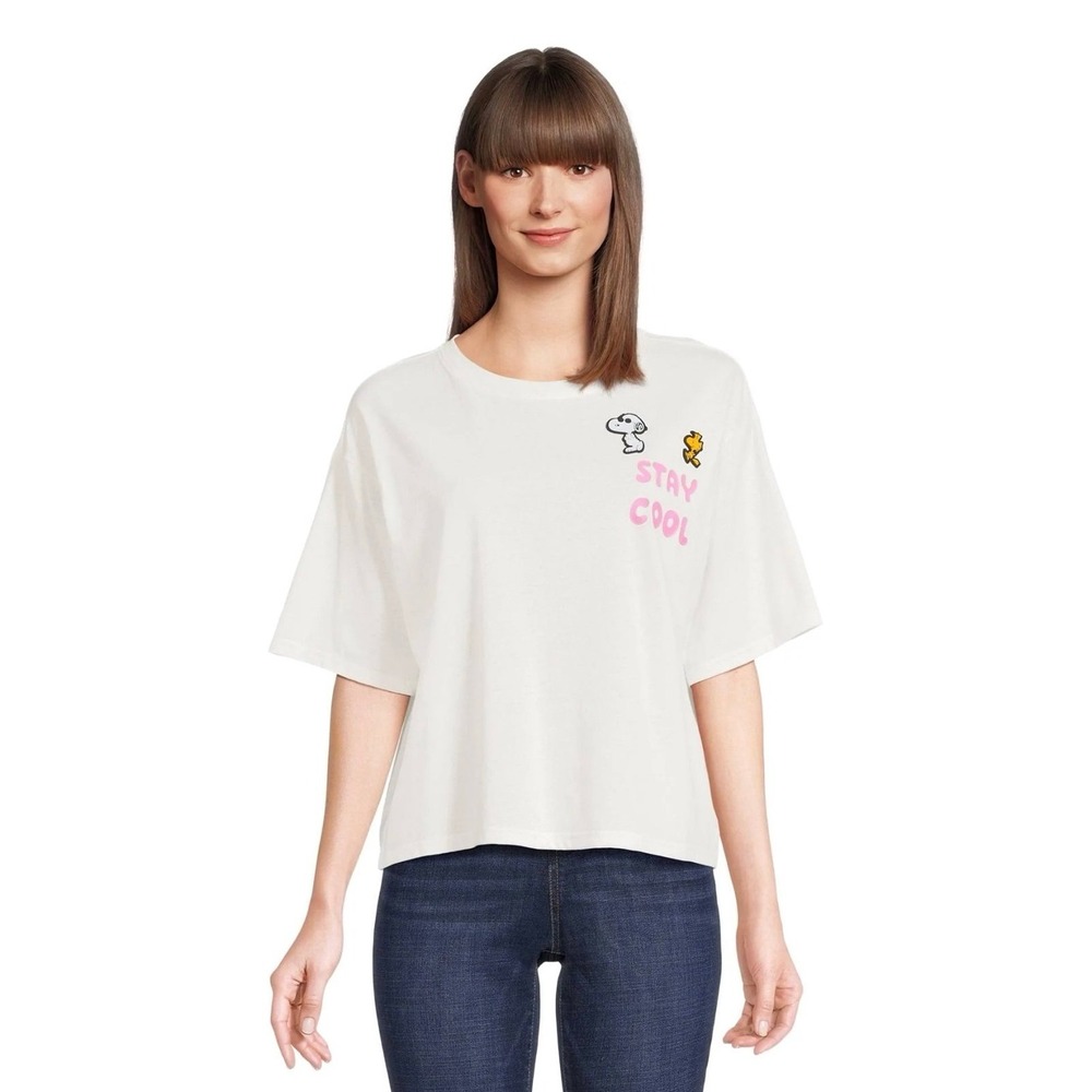 Peanuts juniors' XL‎ graphic Rubber Patch tee with short sleeves